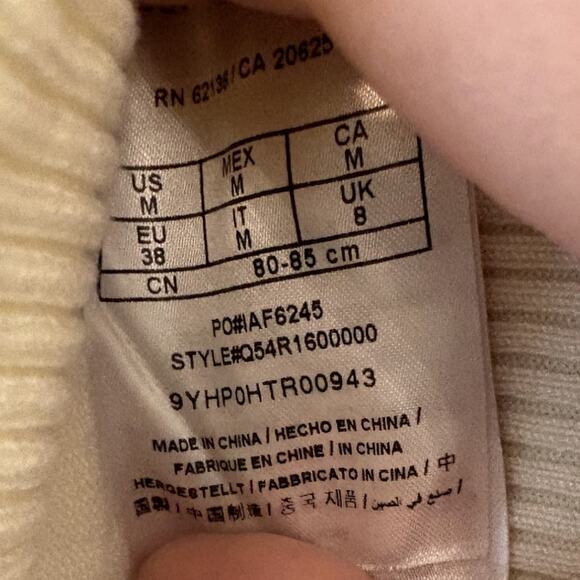 Guess Striped Ribbed Hooded Full Zip Sweater Slim Fit White Brown Size Medium - Picture 4 of 7